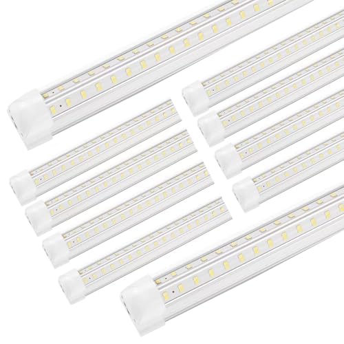 XLNYUUI Led Shop Lights,4FT LED Light 50W 6500K 7000LM Led Daylight,Garage Light Linkable Clear Cover Integrated V-Shape for Garage Warehouse Workbench Workshop(10-Pack) - size: 4FT 10PACK