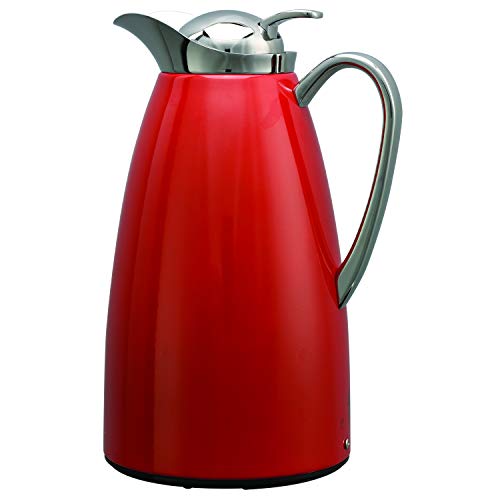 Service Ideas Classy Carafe, Vacuum Insulated, 33.8oz, Stainless Steel - color: Red