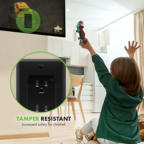 TOPGREENER Recessed Duplex Receptacle Outlet, Tamper-Resistant, Black - color: Black, size: Recessed Outlet 1 Pack