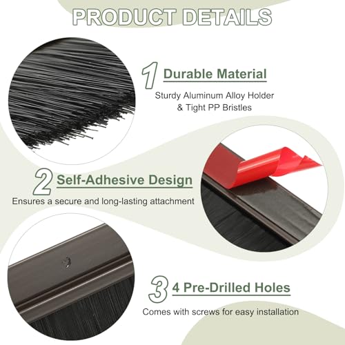Door Sweep Aluminum Alloy Brush Sweeps Brown - color: Brown, size: 0.8 Inch