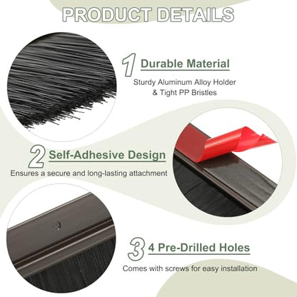 Door Sweep Aluminum Alloy Brush Sweeps Brown - color: Brown, size: 0.8 Inch