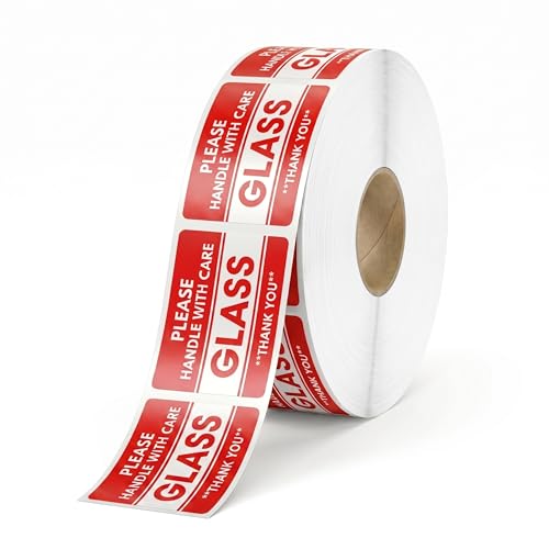 2" X 3" Glass Stickers (500 Labels, 1 Roll) - Please Handle with Care - color: Glass 2" X 3"