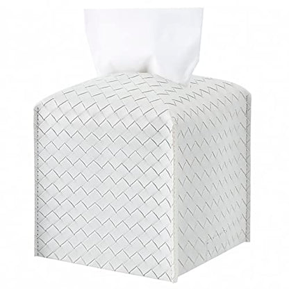 Tissue Box Cover Square Leather Facial Paper Holder, Misty Gray - color: Misty Gray, size: square