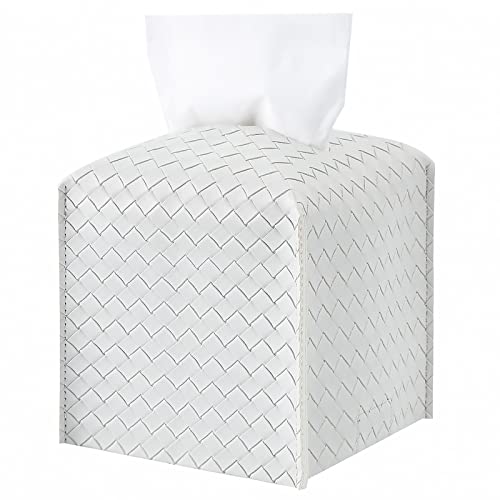 Tissue Box Cover Square Leather Facial Paper Holder, Misty Gray - color: Misty Gray, size: square