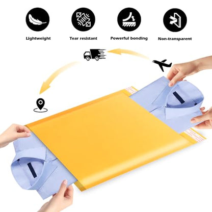 52Pack Yellow 8.5x12in Kraft Bubble Mailers Small Business Mailing Packages Self-Sealing Paper Envelopes, Mailer Shipping Padded Envelopes with Strong Adhesion for Jewelry Makeup Supplies - size: 8.5x12-52pcs