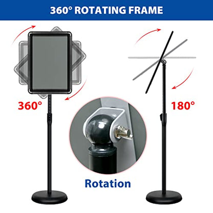 11x17 Sign Holder Stand - Adjustable Floor Standing Sign Stand - color: Black, size: 11"x17"-1Pack