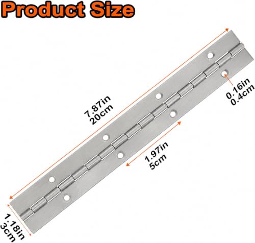 8" Piano Hinges, 4‑Pack 304 Stainless Steel Continuous Type, Silver - color: Silver, size: 8INCH-4PCS