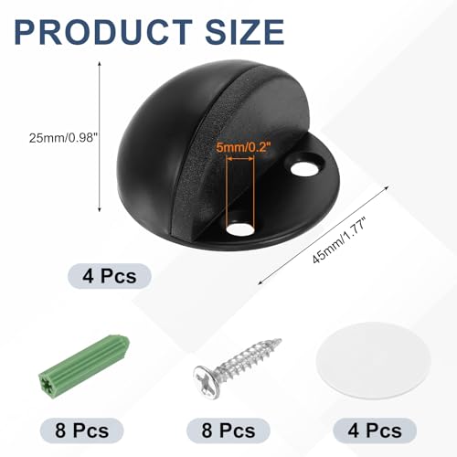 uxcell 4Pack Low Dome Floor Door Stop 45mm Dia. Stainless Steel, Black - color: Black