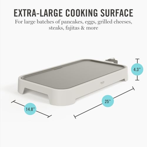 Martha Stewart 12"x 22" XL Electric Griddle, Ceramic Nonstick Flat Top - color: Linen Cream