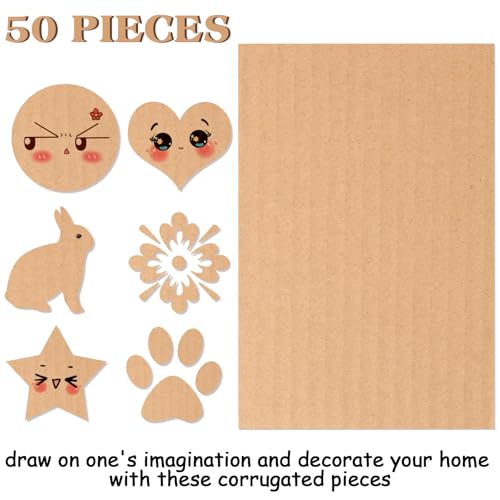 Zonon 50 Pack Corrugated Cardboard Sheets, 3 mm Flat, 4 x 6 Inch, Brown - color: Brown, size: 4 x 6 Inch