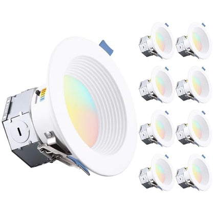 TORCHSTAR 8-Pack 5CCT 4 Inch LED Recessed Light Canless, White - color: White-5CCT, size: 4 Inch
