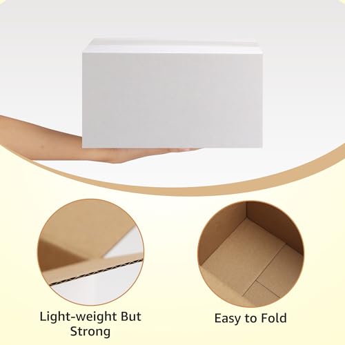 Calenzana 11x6x6 Shipping Boxes Set of 40, White Corrugated Cardboard Box for Mailing Packing Gifts Small Business - size: 11x6x6, style: 40 Pack