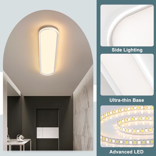 ADISUN Modern LED Ceiling Light Dimmable Linear Ceiling Light 39.4in Semi Flush Mount Long Lights with Remote Control and Side Lighting for Living Room Kitchen Dining Room - color: White-1Pack, size: 39 Inch