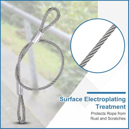 PATIKIL 1mmD x 20" L Outdoor Travel Security Cable, 5PCS 304 Stainless Steel Safety Wire Rope Luggage Anti-Theft Cable with Loop Ends for Bike Motorcycle Home Decoration, Silver - size: 0.04 in D x 20 in L