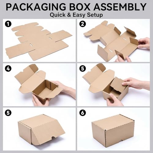 50 Pack Small Shipping Boxes 6x4x3'' Corrugated Small Cardboard Boxes for Shipping, Recyclable Packaging Boxes for Business, Mailer, Gift Packing, Crafts Packing, Jewelry Box, Brown