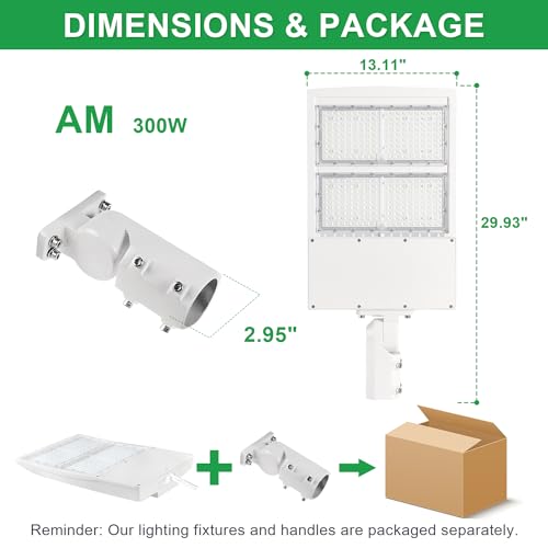 300W LED Parking Lot Light, 5000K 42000LM(140lm/w) LED Shoebox Area Light - Slip Fitter Mount, Dimmable Commercial Street Lighting, IP65 Surge Protection Built-in, AC100-277V - color: Slip Fitter Mount, size: 300W(100-277V)