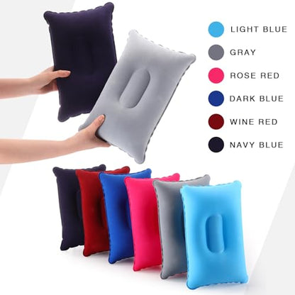 Geelin 12 Pack Inflatable Travel Pillow Squared Flocked Fabric Air Pillow Ultralight, Compact and Comfortable for Traveling, Camping, Hiking, Napping, Desk Rest, Neck Lumbar Support(13.39" × 8.66") - size: 13.39" × 8.66"