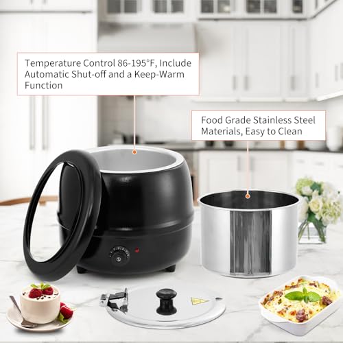 Commercial Soup Warmer with Hinged Lid, 13.7 QT Soup Kettle - size: 13.7 QT, Hinged Lid