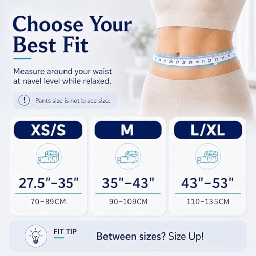 Breathable Thin Back Brace for Women, Adjustable Lower Back Support Belt for Everyday Pain Relief, Slim Low-Profile Lumbar Brace with Gentle Compression, Comfortable Under Clothes - size: M(Waist:35"-43")