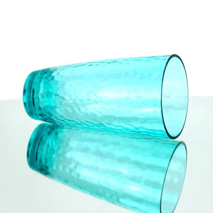 26-Ounce Plastic Tumblers (Set of 6), Reusable Plastic Mugs, BPA-Free Acrylic to Drink Mugs, Shatter Resistant, Textured Interior, Dishwasher Safe (Cyan, 26 Ounce) - color: Cyan, size: 26 Ounce