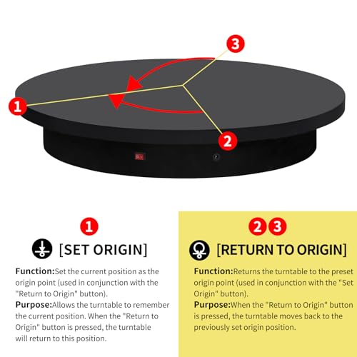 23.6In Remote Large Motorized electric turntable Rotating platform Photography Turntable Motorized lazy susan Base giratoria para for Photography,3D Scanner,Heavy duty display(Load Range:220~500lbs) - size: 23.6inch/Black/500Lbs Load