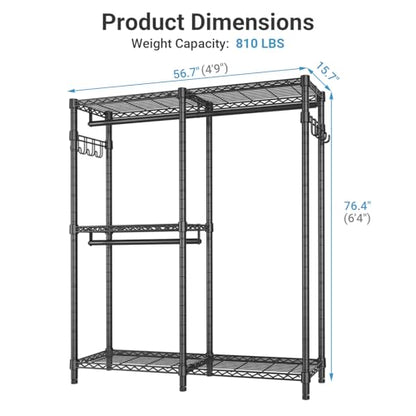 VIPEK V4 Clothing Rack for Hanging Clothes Heavy Duty Closet Freestanding - color: Black, style: V4
