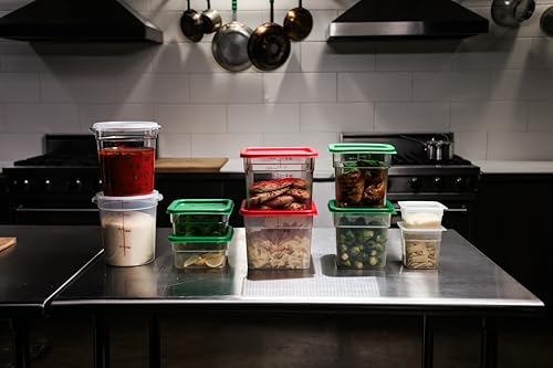 Cambro Food Storage Container with Lid - 6 QT (Quart) Square, Classic Series with Red Lid, Commercial Grade for Food Prep, Clear, 2 Pack - size: 6 QT + Lid (Pack of 2)