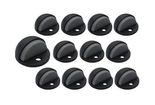 QCAA Low Dome Floor Door Stop, H 25.4 x Diameter 44.5mm, Zinc Die Cast, Matte Black, 12 Pack, Made in Taiwan - color: Matte Black, size: 12 Pack