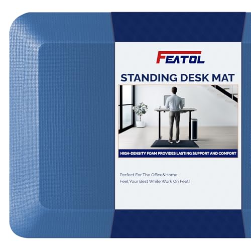 FEATOL Anti Fatigue Mat for Standing Desk & Kitchen Floor, 9/10 Extra Thick - color: Blue, size: 59"L x 20"W x 0.9"Th
