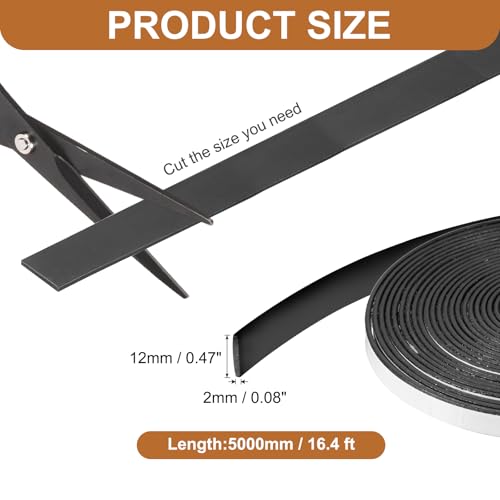 Smoke Fire Seal Strip 16.4Ft 12mm / 0.47" W x 2mm/0.08" T Black - color: Black, size: 16.4FT x 12mm / 0.47" W x 2mm/0.08" T