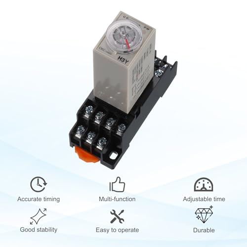 MECCANIXITY DC24V Timer Relay, 4PDT Time Relay Timing Delay ON Time 14 Pin 0S-1S Knob Control, H3Y-4