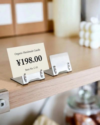 10 Pack Stainless Steel Card Holders, Waterproof Small Sign Holder 1.38 in