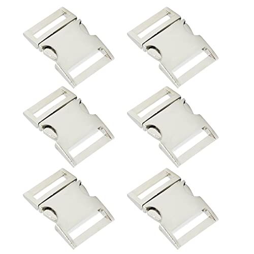 Bytiyar Buckle 6 pcs 5/8 inch(15mm) Quick Side Release Clips Metal Buckles for Straps Webbing Paracord Bracelet Dog Collar Backpack Belt, Silver - color: Silver, size: 5/8 inch
