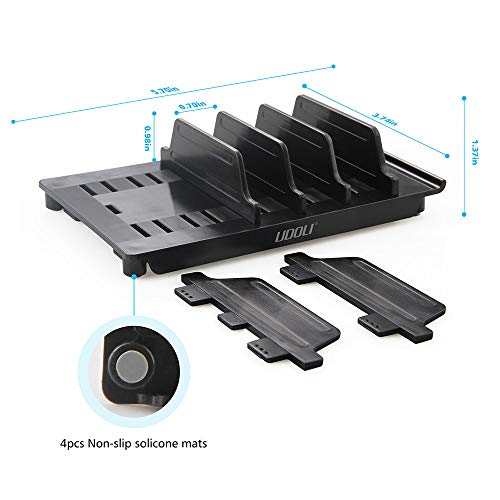 Adjustable Universal Multi Device Organizer Dock Stand Holder, Tablet Cell Phone Desktop Stand for iPhone Samsung Galaxy Google Nexus Kindle (Black)- No Charging Port - color: Black