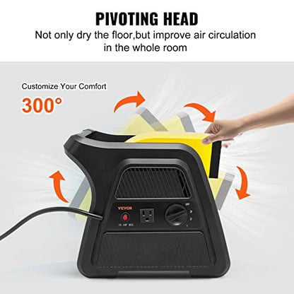 VEVOR Pivoting Utility Fan, 600 CFM High Velocity Floor Blower for Drying - size: 600 CFM (Pivoting)