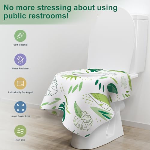 30 Pack Toilet Seat Covers Disposable, Kids, and Adults, Individually Wrapped for Travel, Large Waterproof Potty Covers for Toddlers, Toddler Potty Training for Public Restroom, Airplane, Trip - Leaf - color: Leaf
