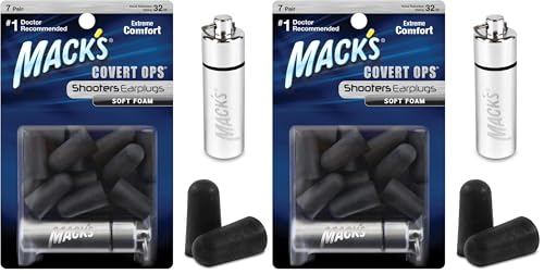 Mack's Covert Ops Soft Foam Shooting Ear Plugs, 7 Pair Plus Travel Case - 32 dB High NRR, 37dB SNR - Comfortable Earplugs for Hunting, Tactical, Target, Skeet and Trap Shooting (Pack of 2) - size: 7 pair (Pack of 2)