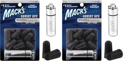 Mack's Covert Ops Soft Foam Shooting Ear Plugs, 7 Pair Plus Travel Case - 32 dB High NRR, 37dB SNR - Comfortable Earplugs for Hunting, Tactical, Target, Skeet and Trap Shooting (Pack of 2) - size: 7 pair (Pack of 2)