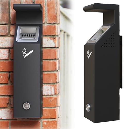 lukar Commercial Wall Mounted Trash Receptacle with Lock, Outdoor Trash Can