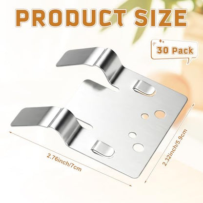 30 Pack Stainless Steel Pan Clips, Metal Buffet Sign Holders