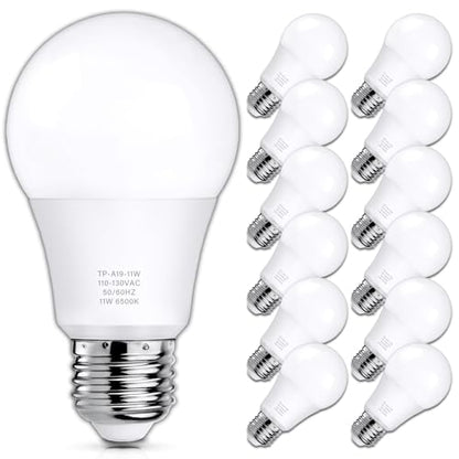MAXvolador 12-Pack A19 LED Light Bulbs, 100 Watt Equivalent LED Bulb, 6500K Cool Daylight White, 1100 Lumens, E26 Medium Base, CRI 85+, Non-Dimmable - color: Cool Daylight White