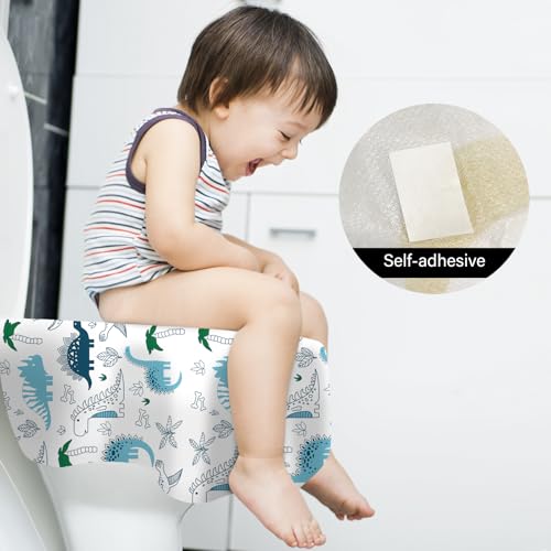 60 Pack Toilet Seat Covers Disposable, Extra Large Waterproof Toilet Cover for Toddlers & Adults, Individually Wrapped Travel Essential Portable Potty Training in Public Restrooms, Trip - Dinosaur - color: Dinosaur