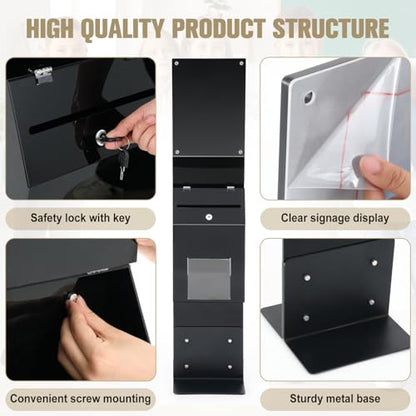 Leinuosen Floor Standing Locking Suggestion Box with 8.5 x 11 Sign Holder