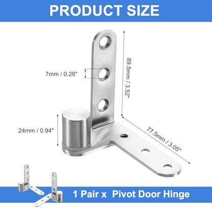 uxcell 180 Degree Pivot Door Hinge, Stainless Steel Heavy Duty Door Hardware for Minimum 25mm Thick Cafe Bar Fence Gate, Maximum Weight 44lbs, Silver