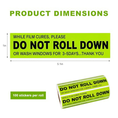 100 PCS Do Not Roll Down Car Sticker, Eye-Catching Auto Window Tint Sticker Waterproof Warning Label, Universal Self-Adhesive Window Film Caution Decal for Most Vehicles - color: 1 Pcs