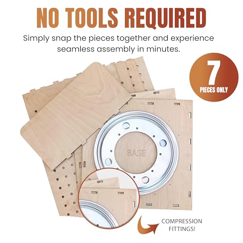 TORCHED DISPLAYS Rotating Display Stand | 22.5 x 16.76-inch | Rotating Organizer Wood Pegboard | Pegboard Display Stand for Craft Shows, Vendor Events, Jewelry, Accessories | Natural