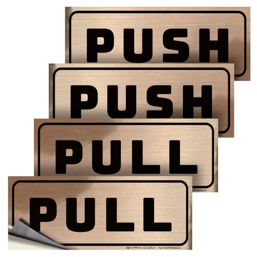 iSYFIX Push Pull Stickers Sign, 6x2.4 Inch, 2 Pack, Black/Brushed Gold - color: Black / Brushed Gold, size: Horizontal 2.4x6