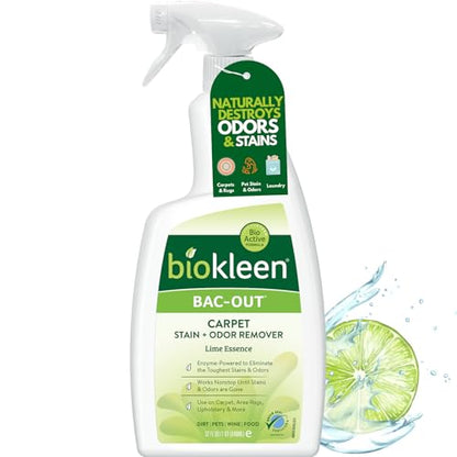 Biokleen Bac-Out Enzyme Cleaner Spray and Stain & Odor Remover for Pet Stains, Laundry, Diapers, Wine, Carpets, & More, Eco-Friendly, Non-Toxic, Lime Scent, 32 Ounces - size: (32 Fl Oz)