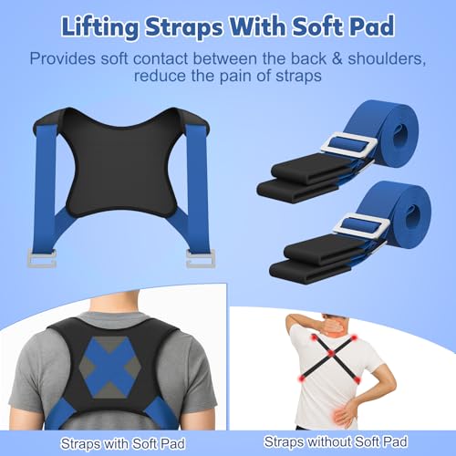 NOCOEX Moving Straps for Lifting 2-Person: Shoulder Lifting & Moving System - color: Blue