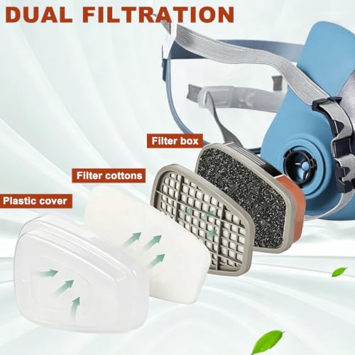 Reusable Half Face Cover Set, Half Face Shield Set with Safety Glasses for DIY Spray Paint, Resin, Cleaning, Woodworking